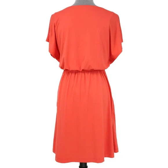 Soma Dress Womens Small Coral Orange Lined Stretch Knit Drawstring Waist New - Picture 2 of 16